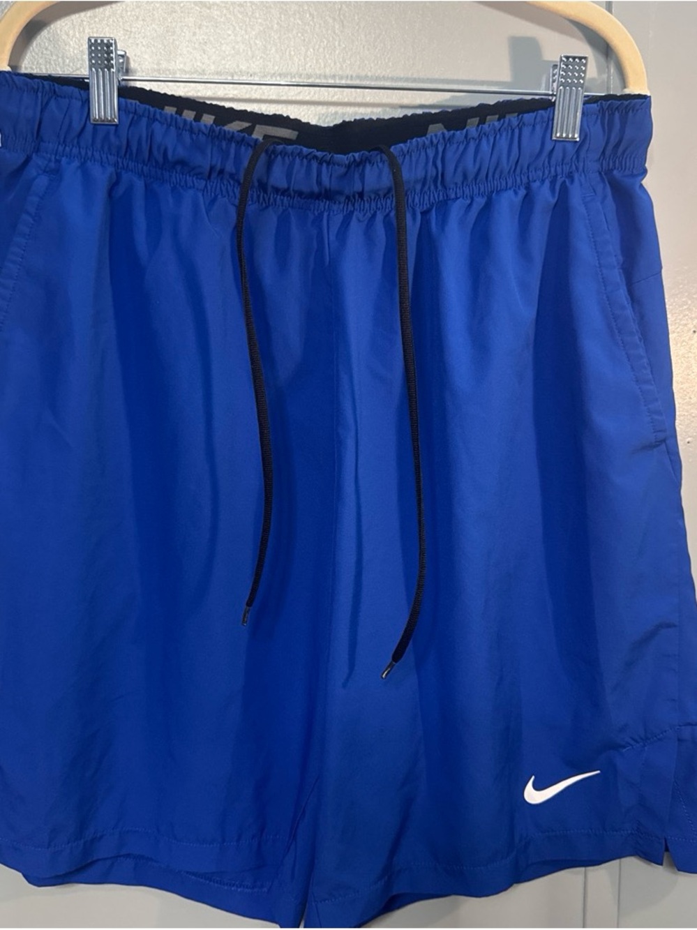 Nike Men’s Royal Blue Athletic Shorts with Black Drawstring